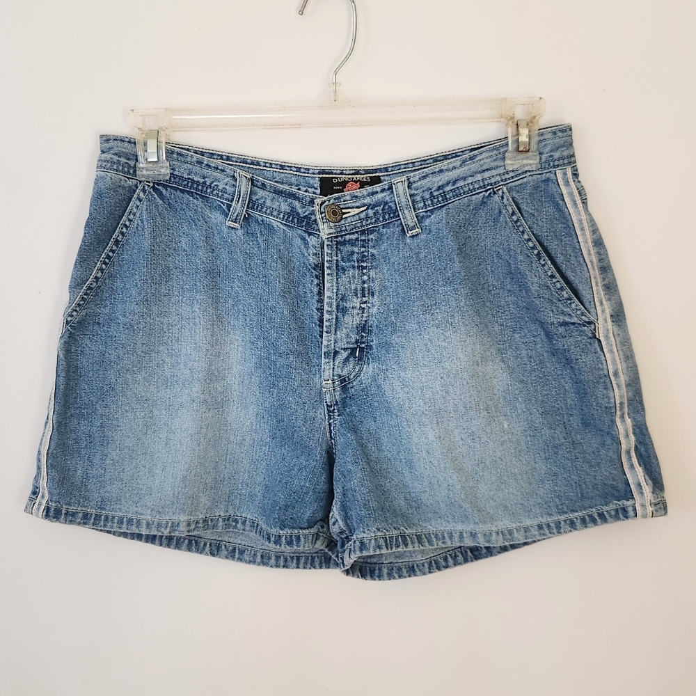 1American Eagle Dungarees Button Fly Cotton Denim Shorts Womens Size 10